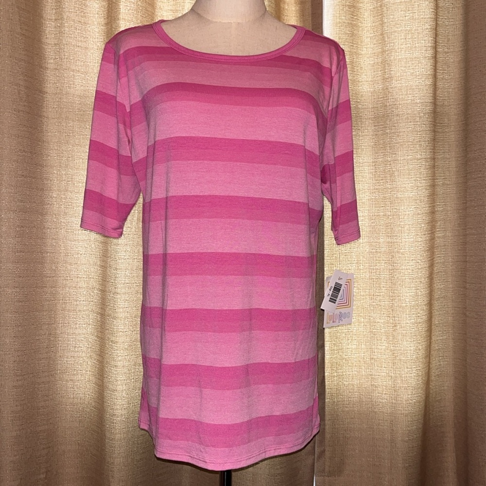 LuLaRoe Gigi Pink Ombre Stripe Womens XL Short Sleeve  Shirt New With Tags
